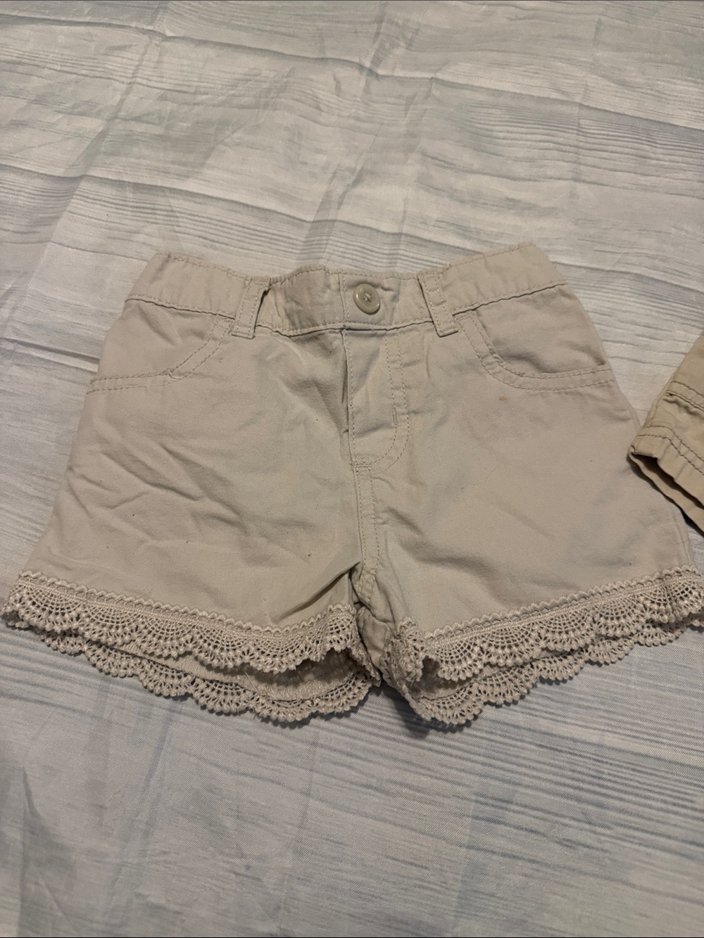 Girls Cream Crochet Hem Shorts